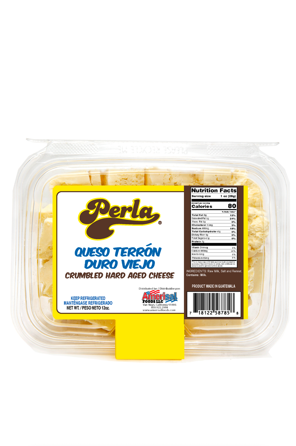 Perla Queso Frijolero Terron Duro Viejo (Crumbled Hard Aged Cheese) 12 oz