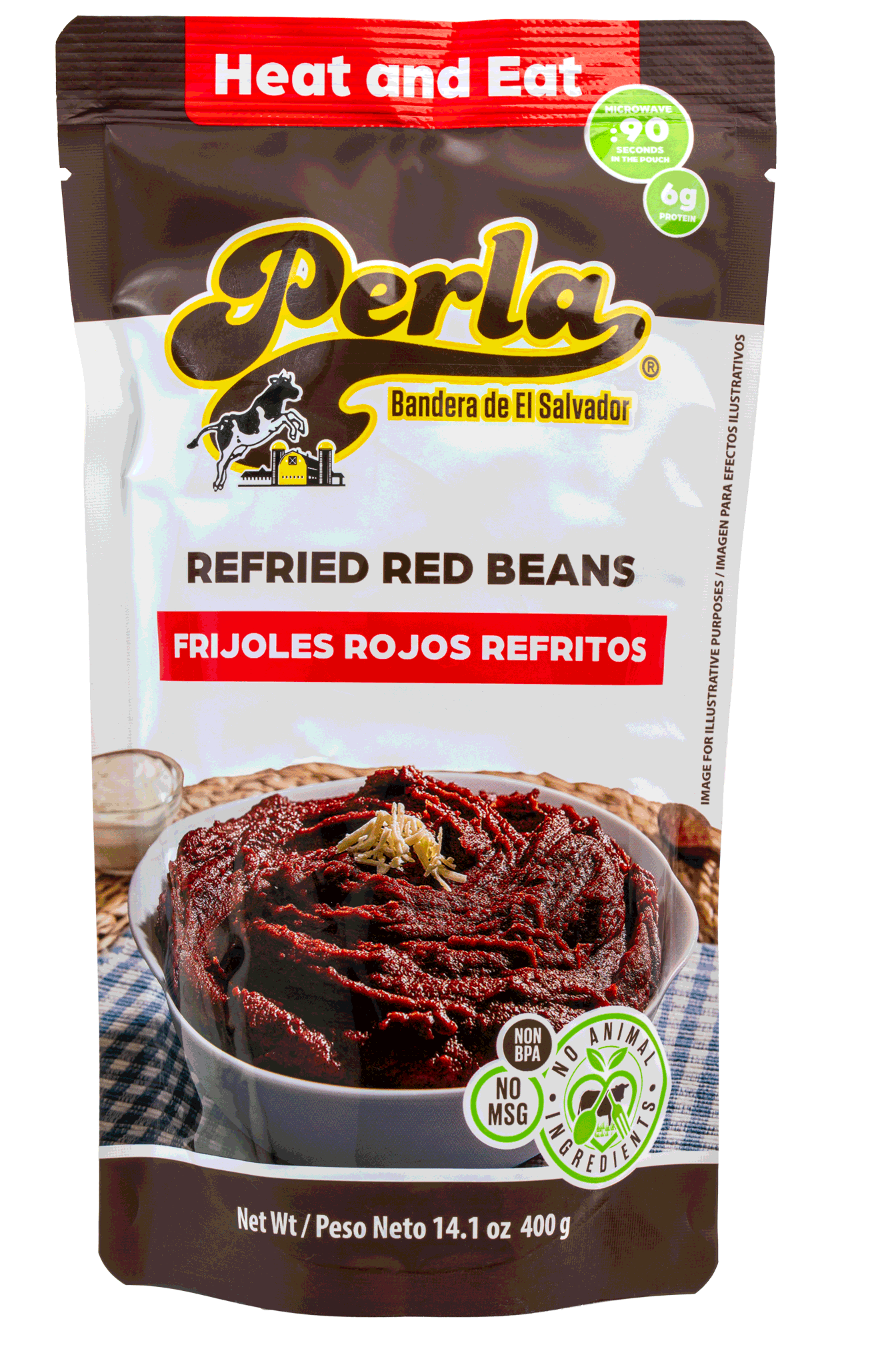 Perla Refried Red Beans (Frijoles Rojos Refritos) Single Pouch, 14 oz