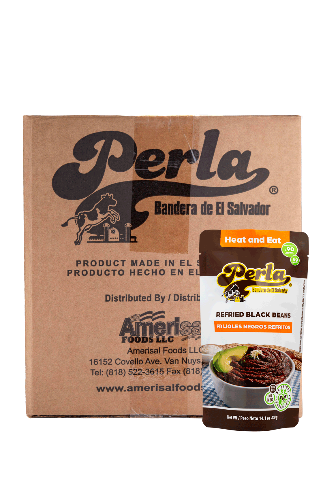 Perla Refried Black Beans, 14 oz each (Case of 20)