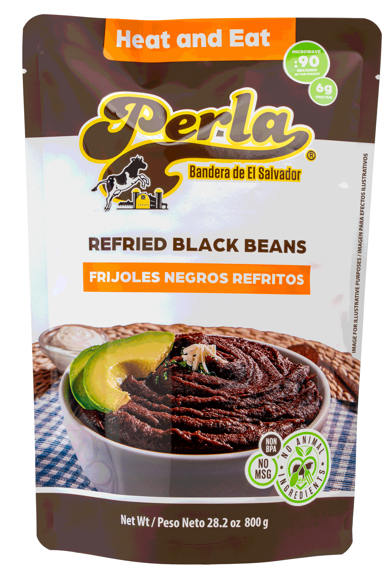 Perla Refried Black Beans, 28 oz each (Case of 12)