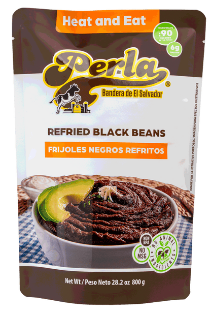 Perla Refried Black Beans, 28 oz each (Case of 12)