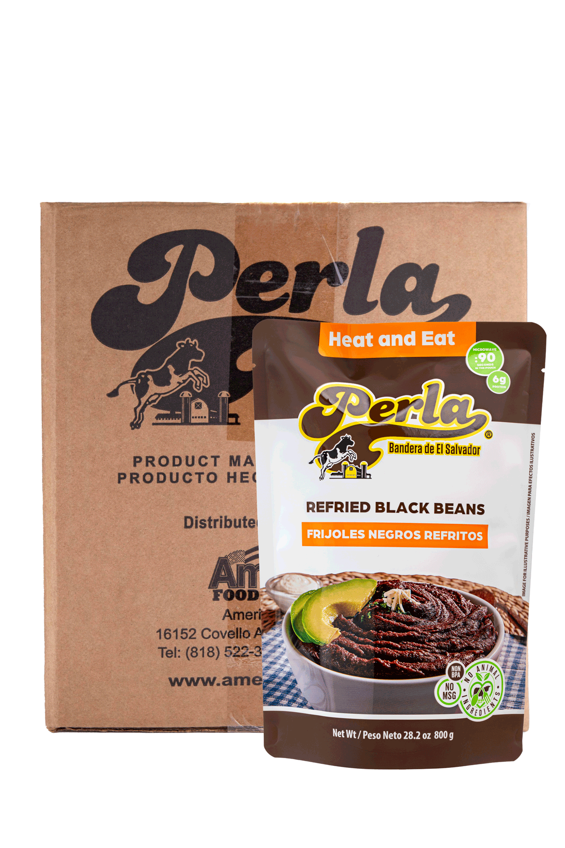 Perla Refried Black Beans, 28 oz each (Case of 12)