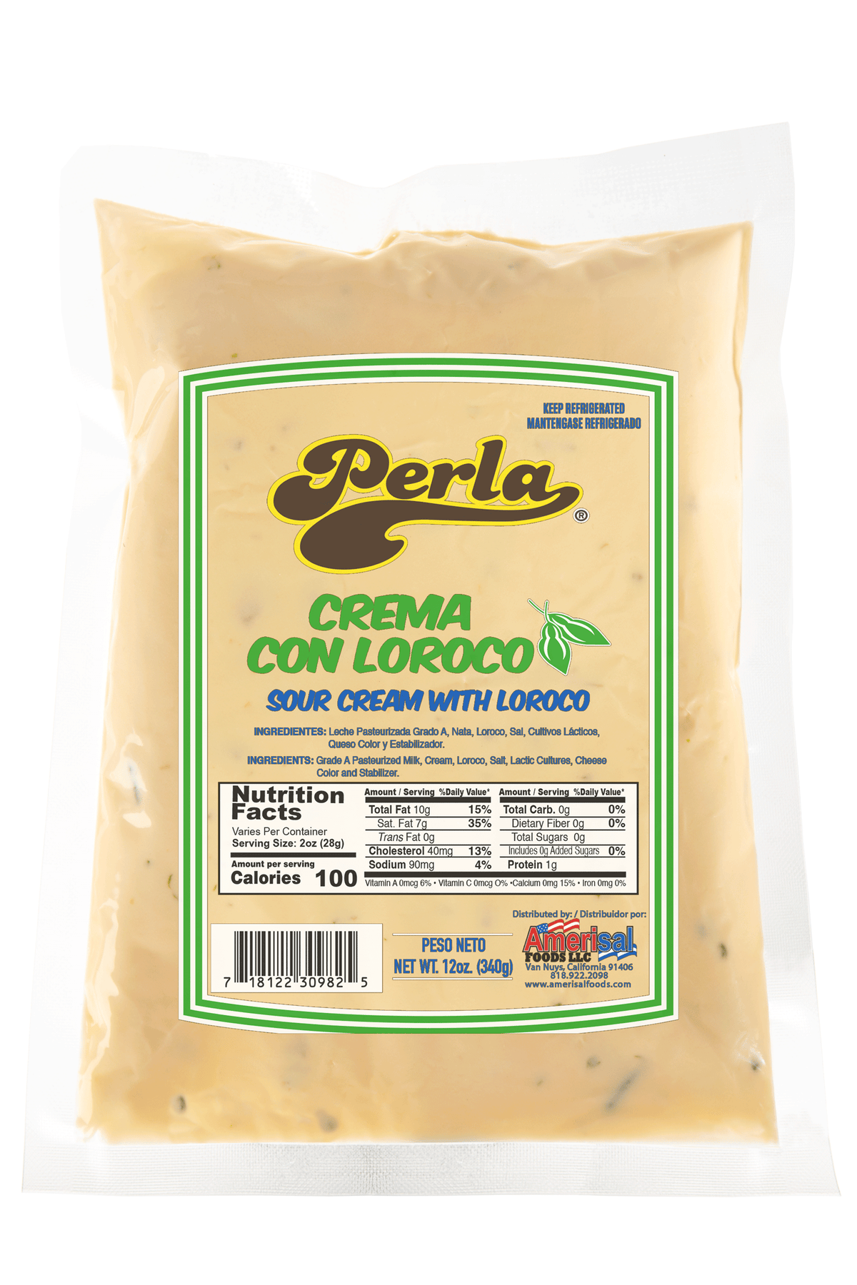 Perla Crema con Loroco (Sour Cream with Loroco) 12oz