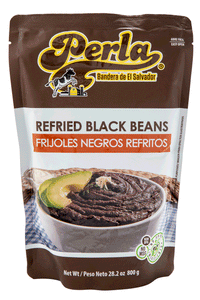 Perla Frijoles Negros Refritos  Salvadoreño (Refried Black Beans) Single Pouch, 28 oz