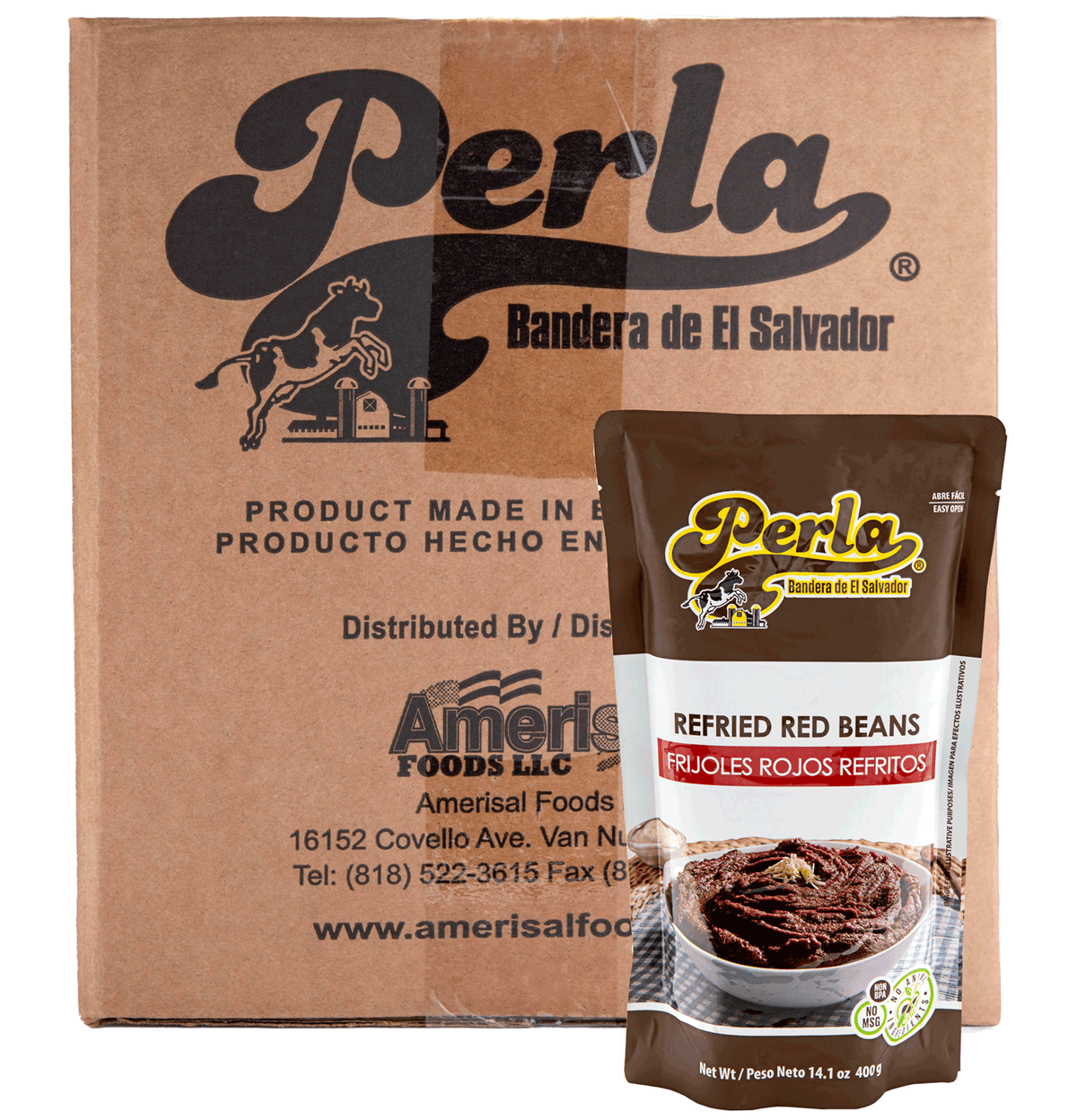 Perla Salvadoran Refried Red Beans - Case of 20 (14 oz each)