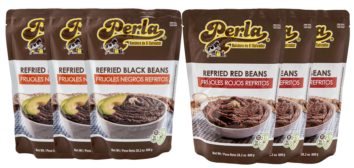 Perla Salvadoran Refried Beans Pack of 6 (28 oz each item)