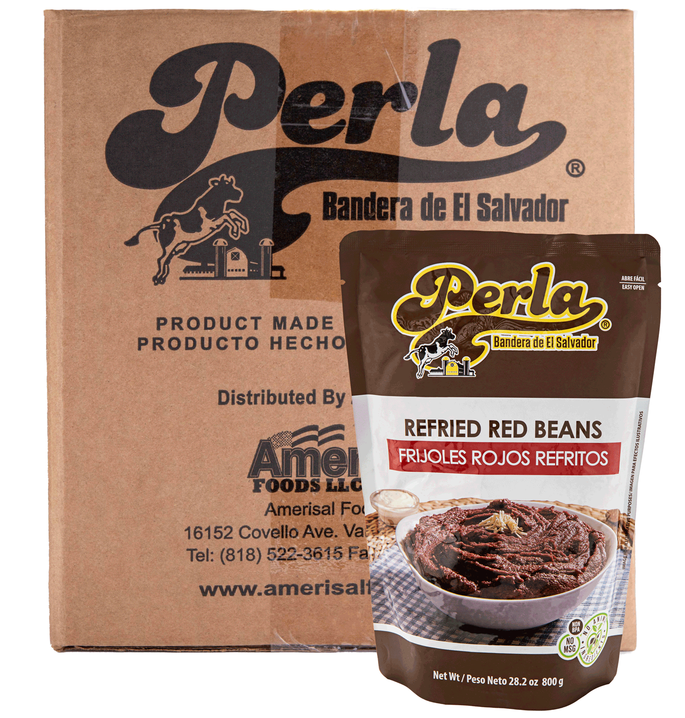 Perla Salvadoran Refried Red Beans - Case of 12 - (28 oz each