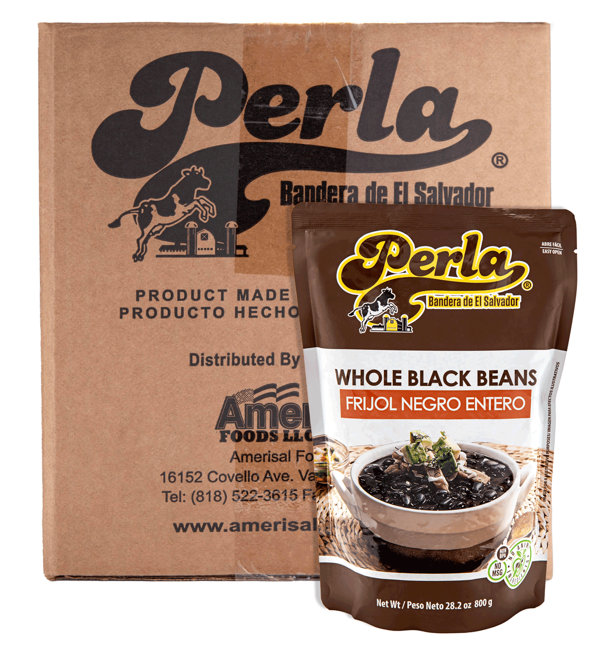 Perla Salvadoran Whole Black Beans - Case of 12 (28.2 oz each)