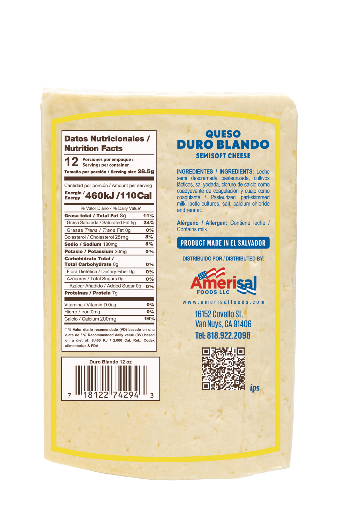 Perla Queso Duro Blando (Semi Soft Cheese) 12 oz