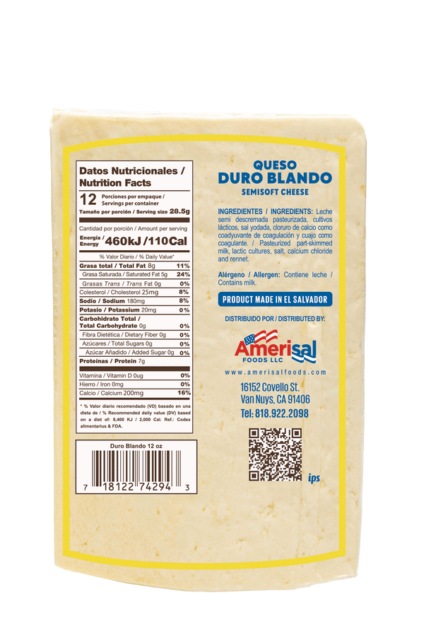 Perla Queso Duro Blando (Semi Soft Cheese) 12 oz