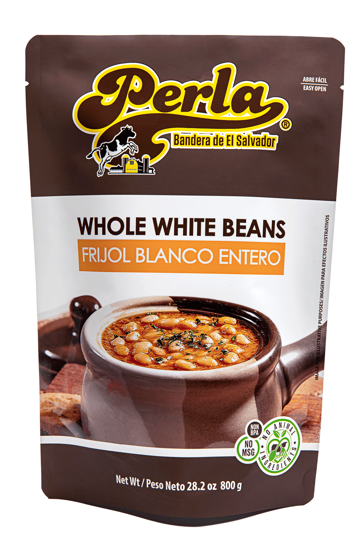 Perla Frijol Blanco Entero Salvadoreño (Whole White Beans) Single Pouch, 28.2 oz